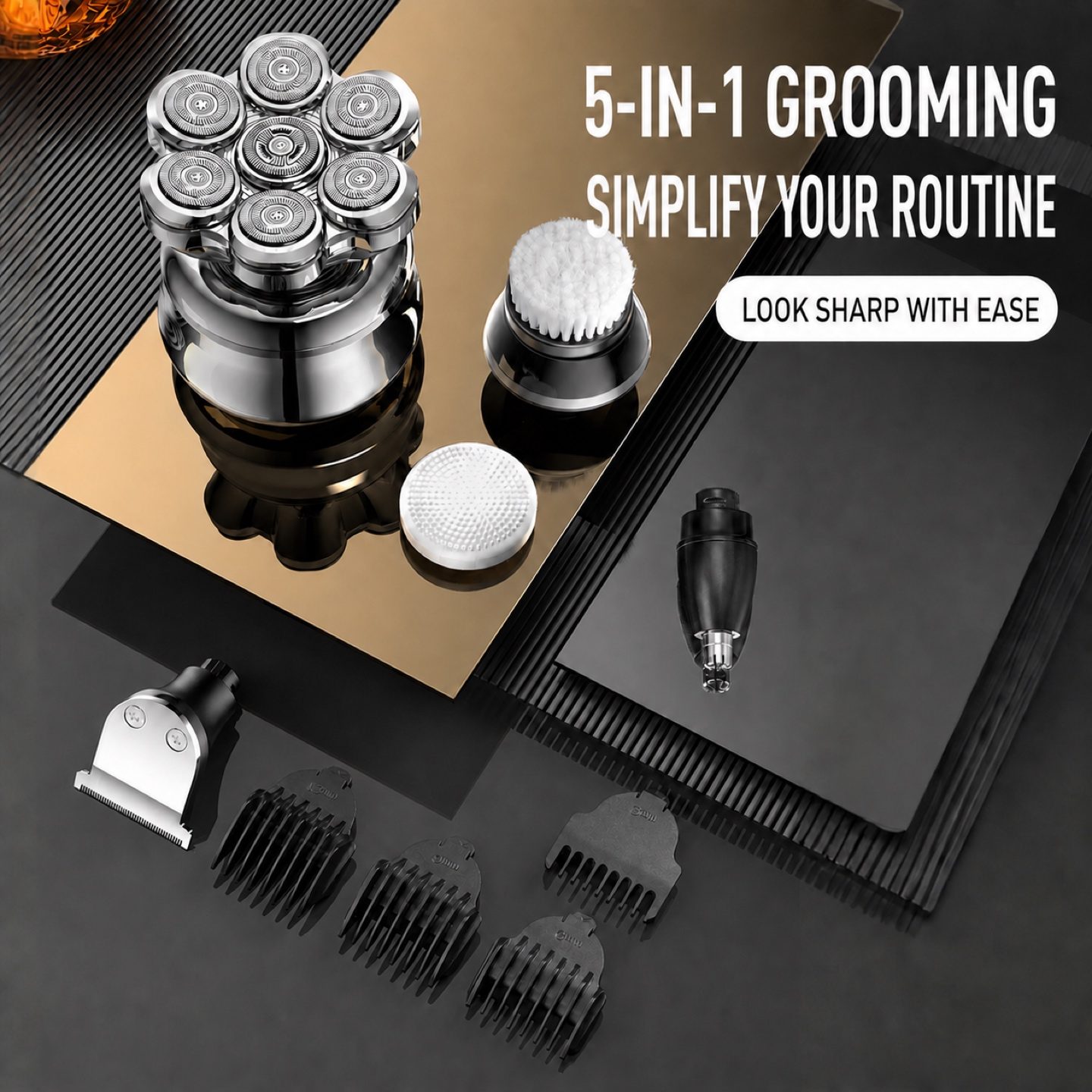 New Magnetic Electric Shaver for Men, 7-Blade Head Set, Home Use