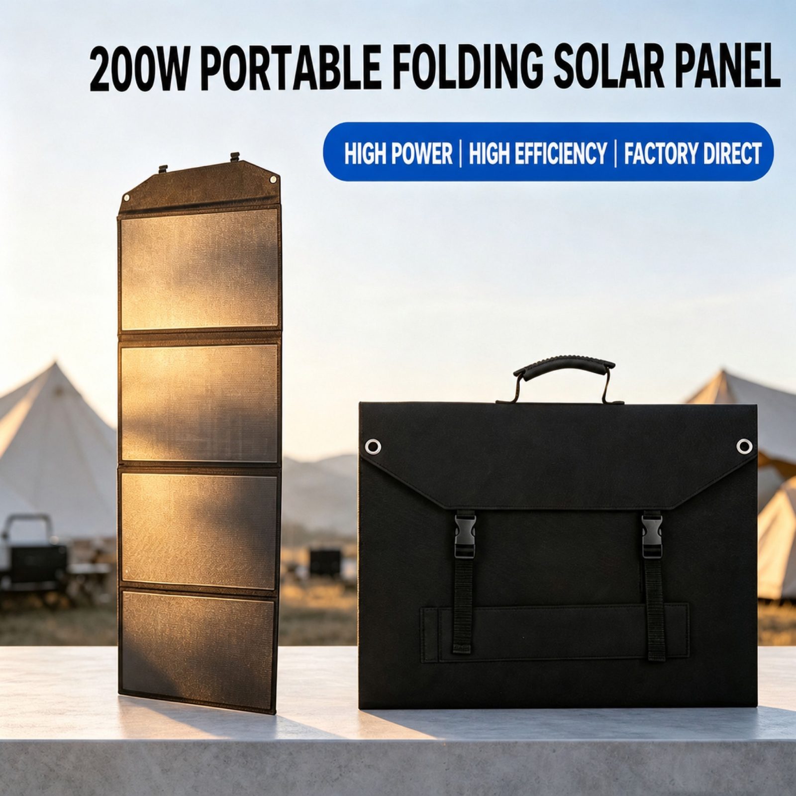 ETFE Portable Solar Folding Charging Panel 200W for Outdoor Camping