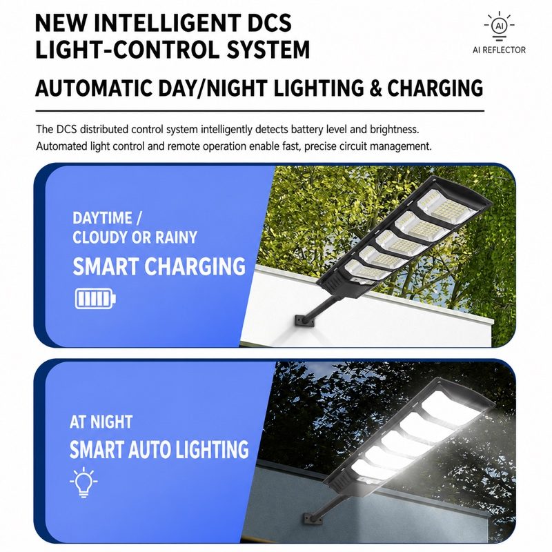 500W LED Solar Light for Garden Path Lighting, 3-Sided Illumination, Motion Sensor, Remote Control