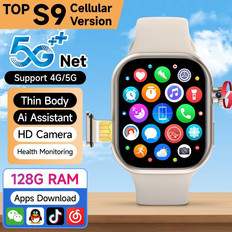 S9 5G Smart Watch with SIM Card, HD Camera, Video Calling & 2.06-inch Touchscreen