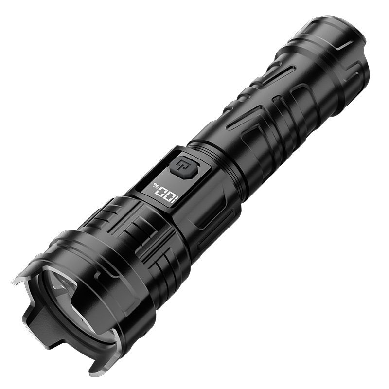 High Brightness Long-Lasting Flashlight for Home and Outdoor, Telescopic Zoom, Digital Display, Portable Emergency Hiking Flashlight