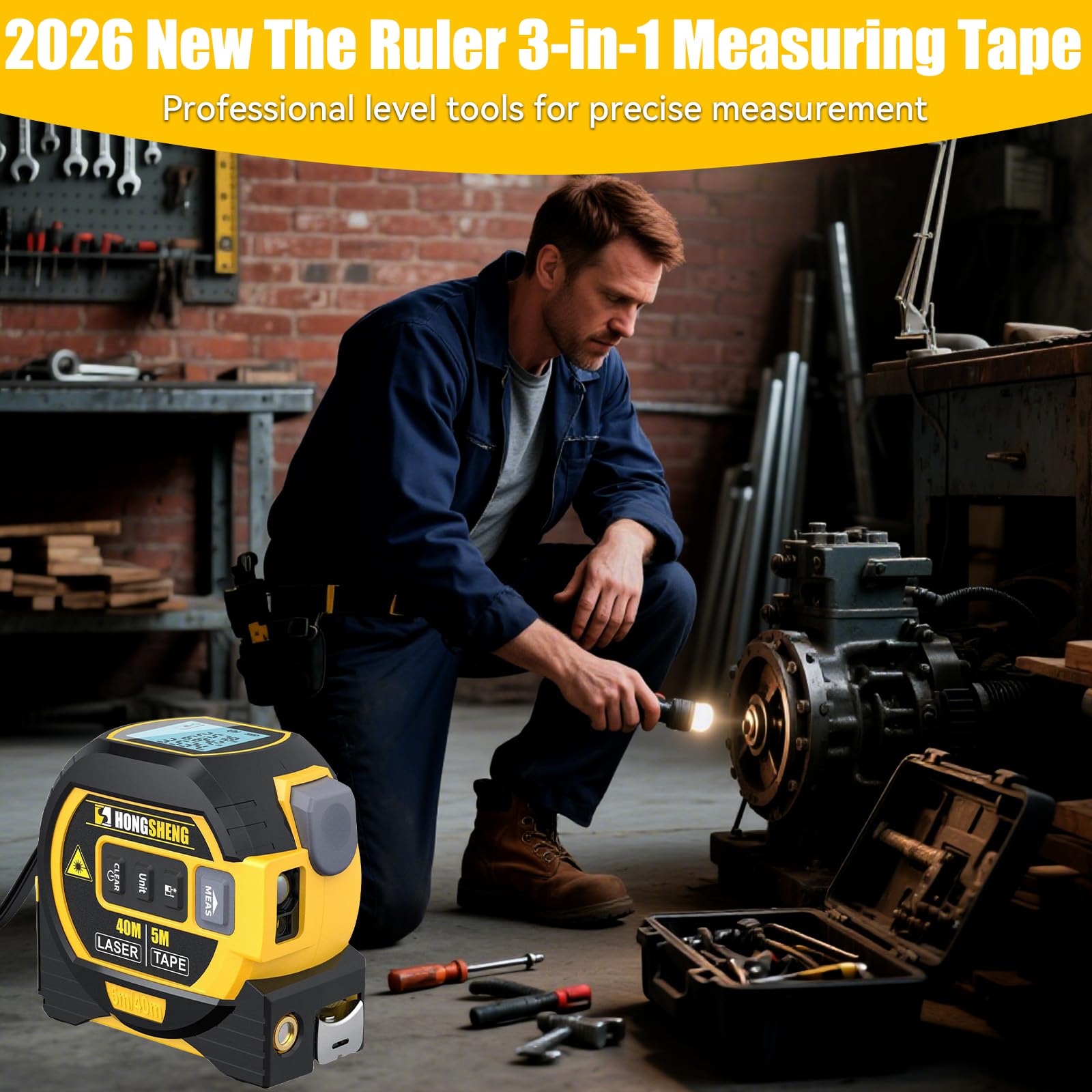4-in-1 Electronic Laser Tape Measure, High Precision Infrared Distance Meter