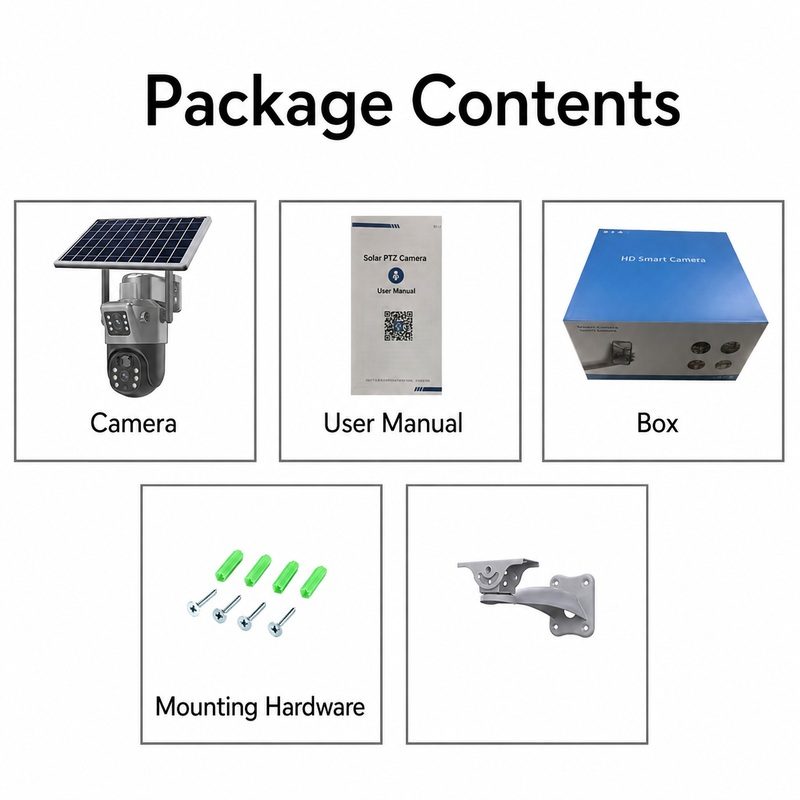 Outdoor Solar PTZ Camera, 4G HD Dual View, Remote Viewing via Phone