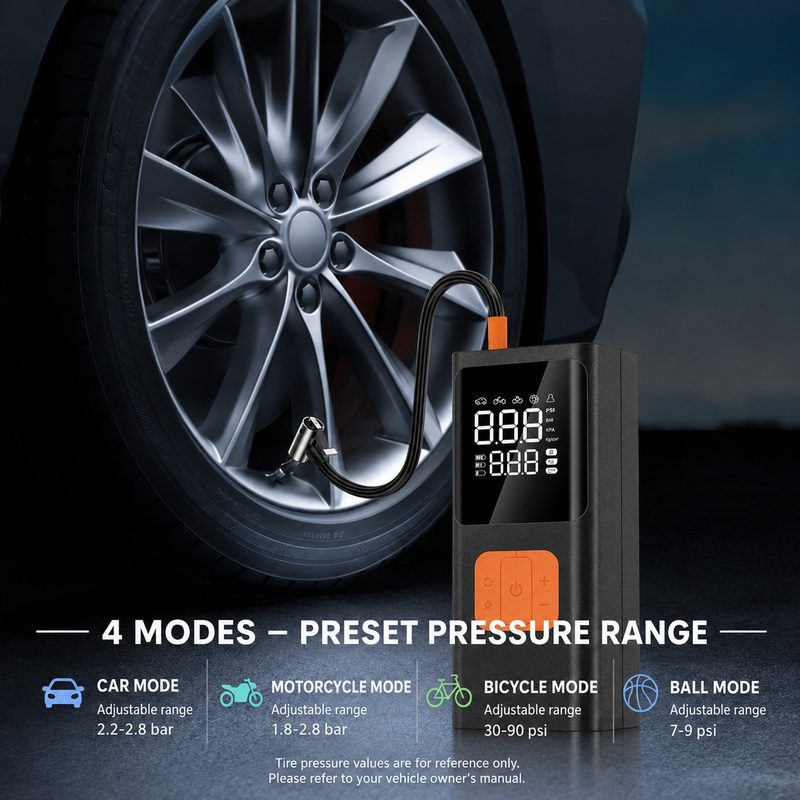 Car Air Pump Portable Electric Inflator Jump Starter Power Bank All-in-One