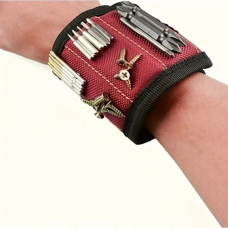 Magnetic Wristband with Adhesive Velcro for Hardware Tools, Screwdrivers, and Screws