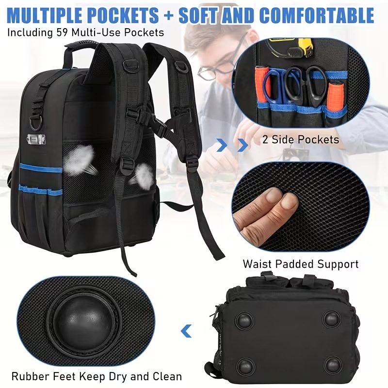 Tool Storage Backpack, Hardware Accessories Organizer, Outdoor Portable Backpack