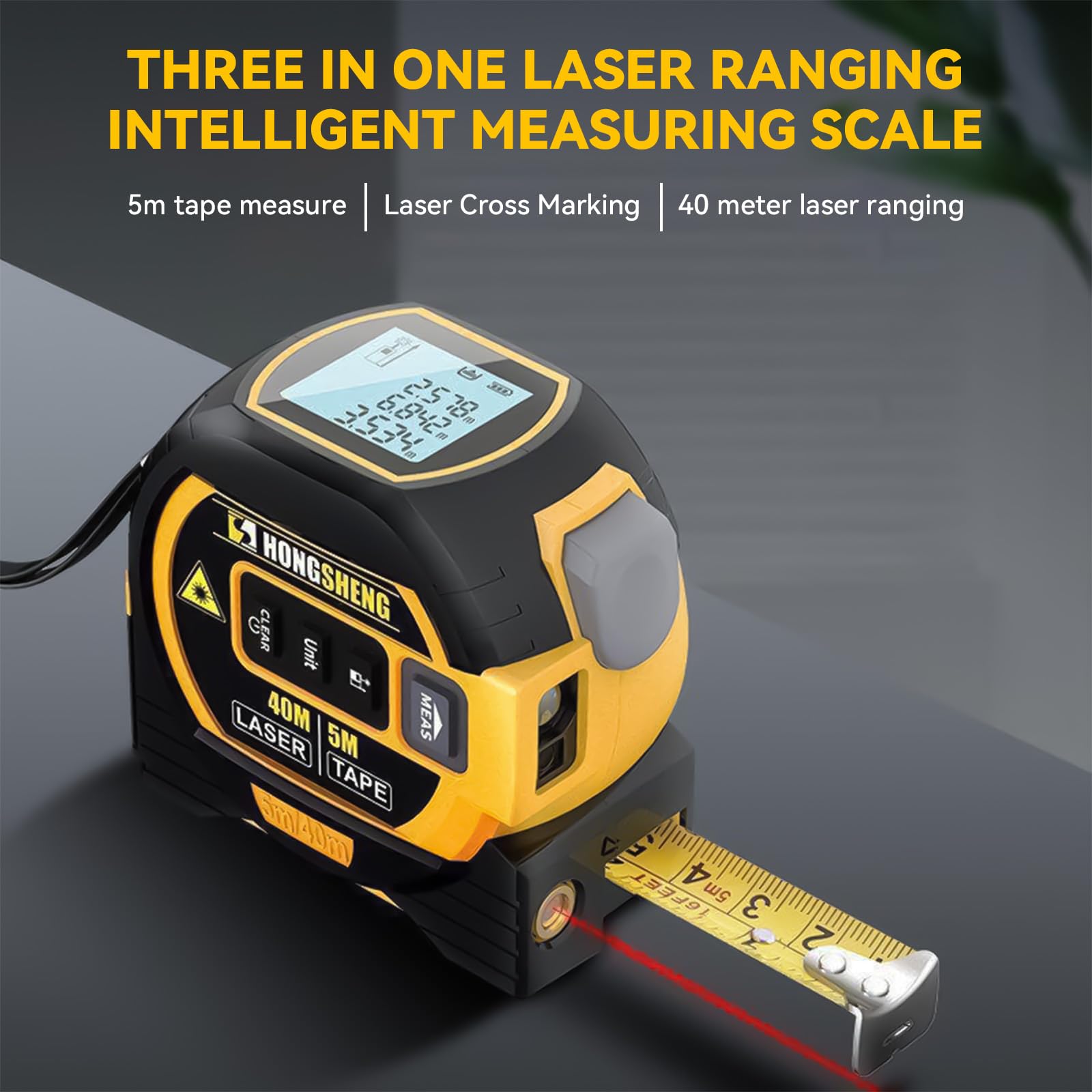 4-in-1 Electronic Laser Tape Measure, High Precision Infrared Distance Meter