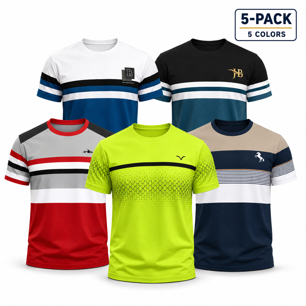 New Simple Striped Design 3D Print Men's T-Shirt Casual Novelty Logo Round Neck Short Sleeve