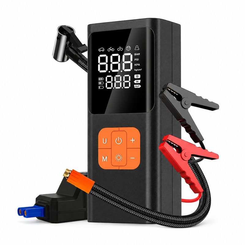 Car Air Pump Portable Electric Inflator Jump Starter Power Bank All-in-One
