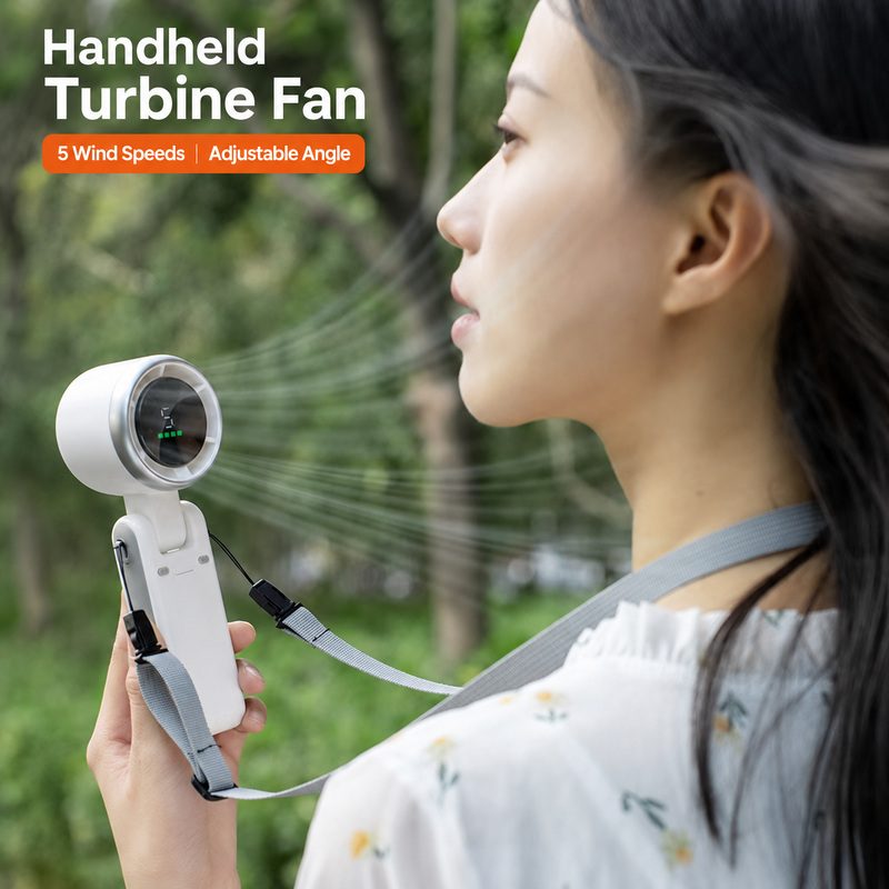 N607 High-Speed Handheld Mini Fan USB Portable Foldable Neck Fan Turbo Short Battery Life
