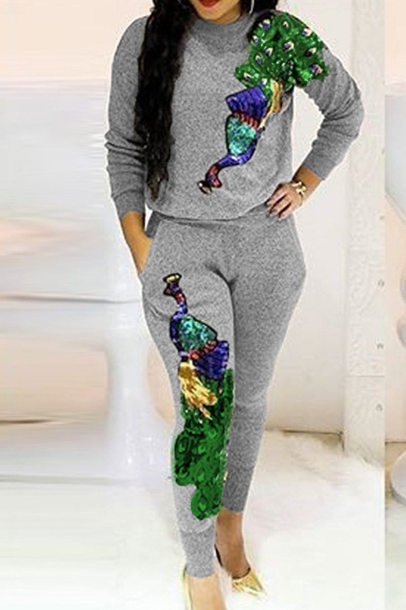 2026 Fall New Women's Casual Gradient Round Neck 2-Piece European American Sweatshirt and Sweatpants Set