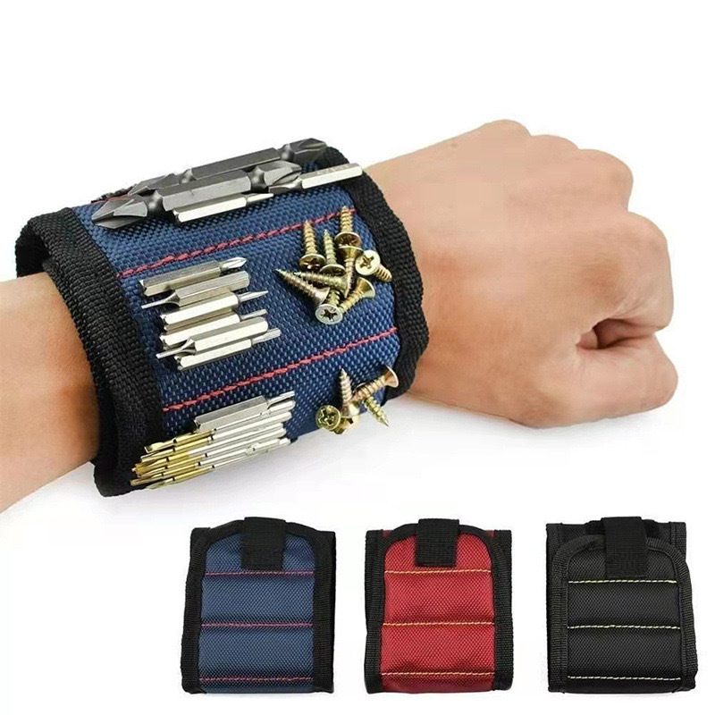 Magnetic Wristband with Adhesive Velcro for Hardware Tools, Screwdrivers, and Screws