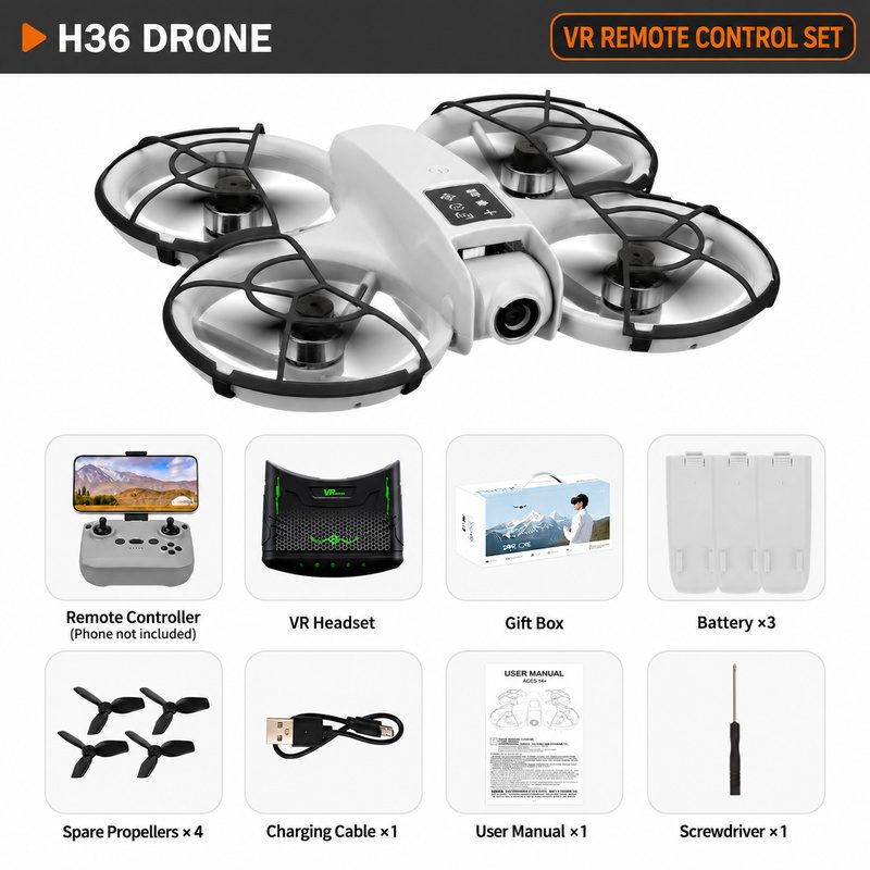 H36 Brushless FPV Drone HD Camera Quadcopter with VR Goggles Remote Control Aircraft