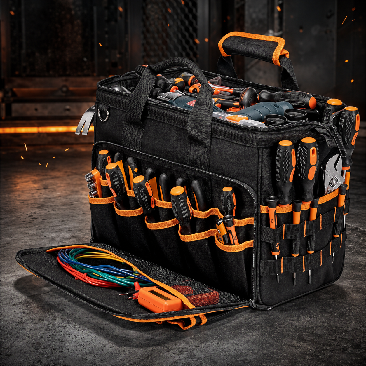 17-Inch Heavy-Duty Tool Bag, Thickened Wear-Resistant Oxford Cloth, Portable Carry Storage Tool Bag