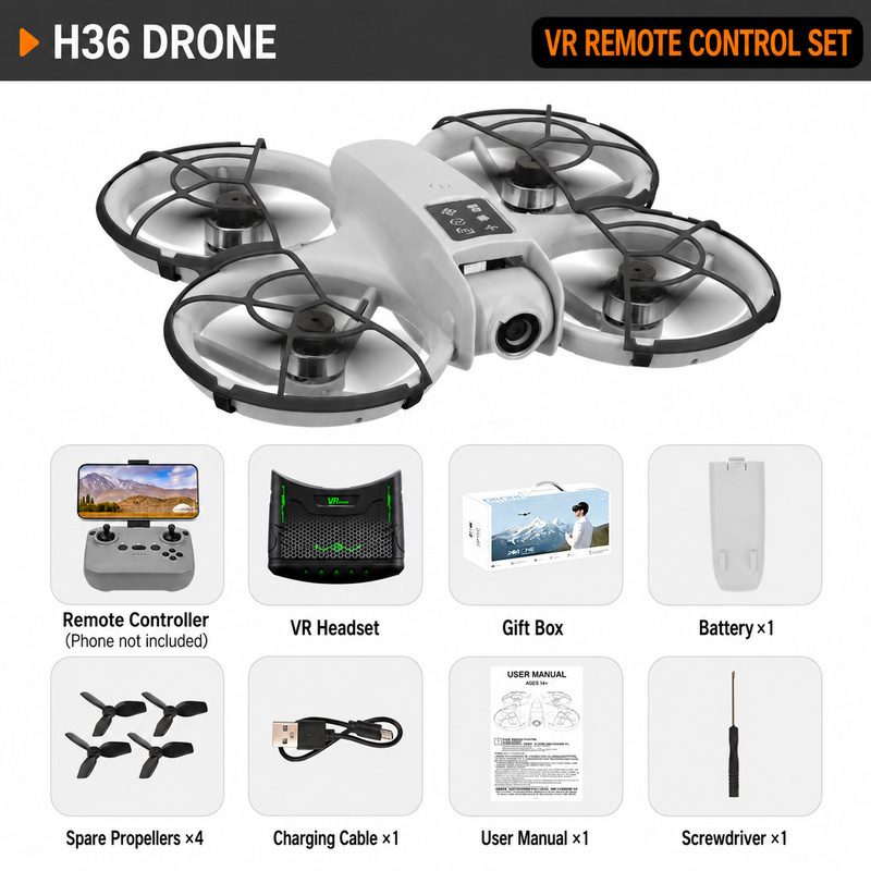 H36 Brushless FPV Drone HD Camera Quadcopter with VR Goggles Remote Control Aircraft