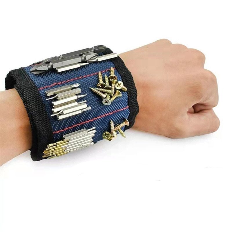 Magnetic Wristband with Adhesive Velcro for Hardware Tools, Screwdrivers, and Screws