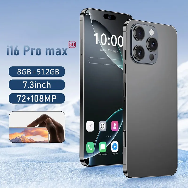 Ghana Hot Deal 16 Pro Max (8G + 512G ) – 7.3 inch HD+ Android Smartphone, Black