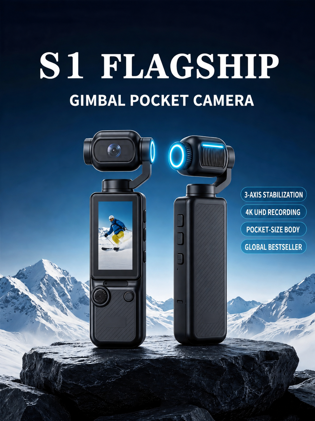 Handheld Gimbal Camera for Outdoor Vlog Pocket Camera HD 4K Action Camera