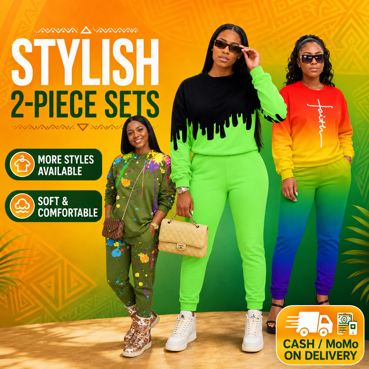 2026 Fall New Women's Casual Gradient Round Neck 2-Piece European American Sweatshirt and Sweatpants Set