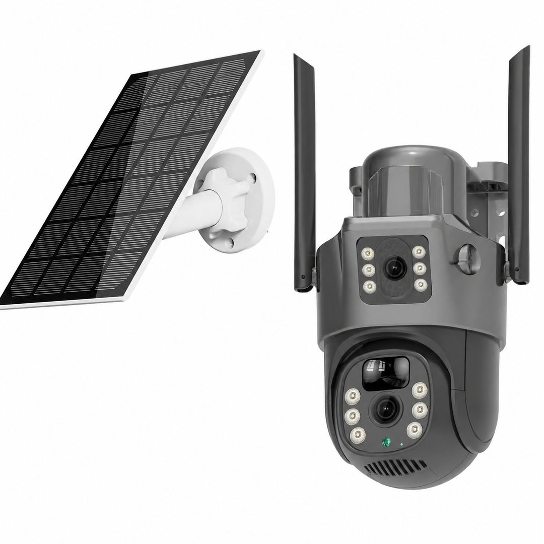 Outdoor Solar PTZ Camera, 4G HD Dual View, Remote Viewing via Phone