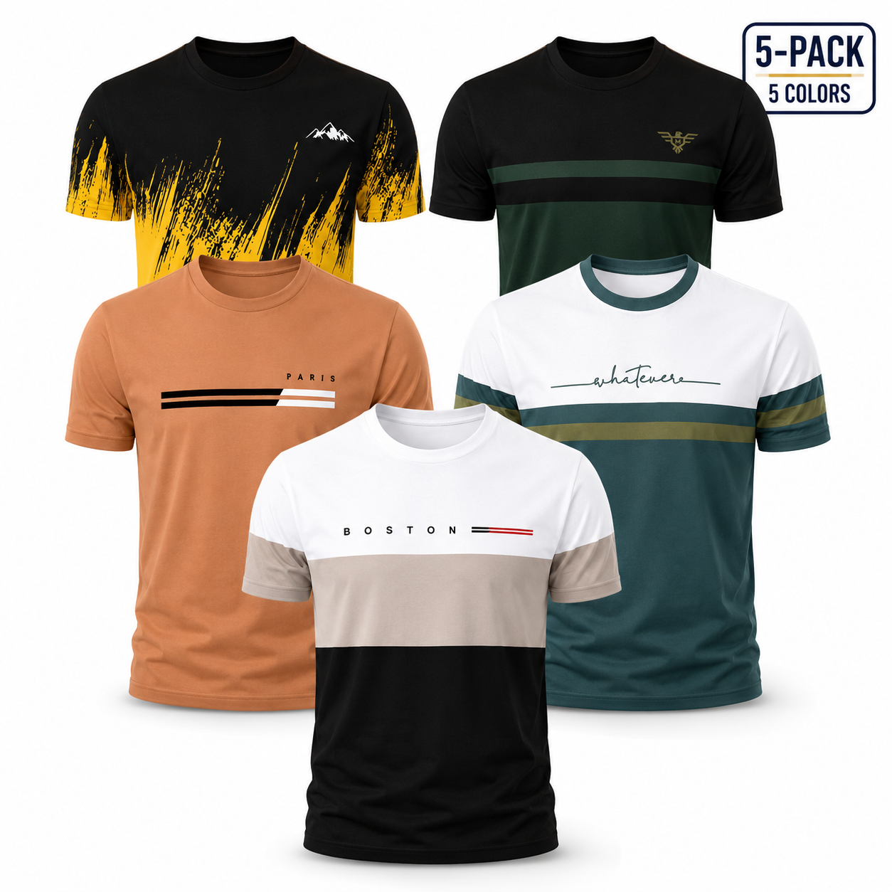 New Simple Striped Design 3D Print Men's T-Shirt Casual Novelty Logo Round Neck Short Sleeve