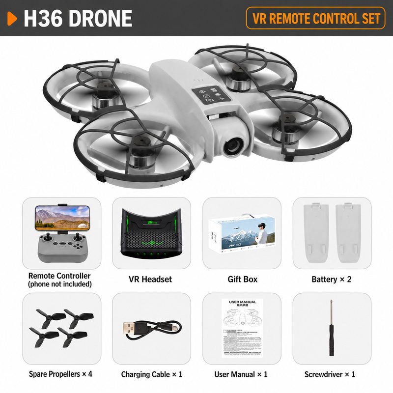 H36 Brushless FPV Drone HD Camera Quadcopter with VR Goggles Remote Control Aircraft