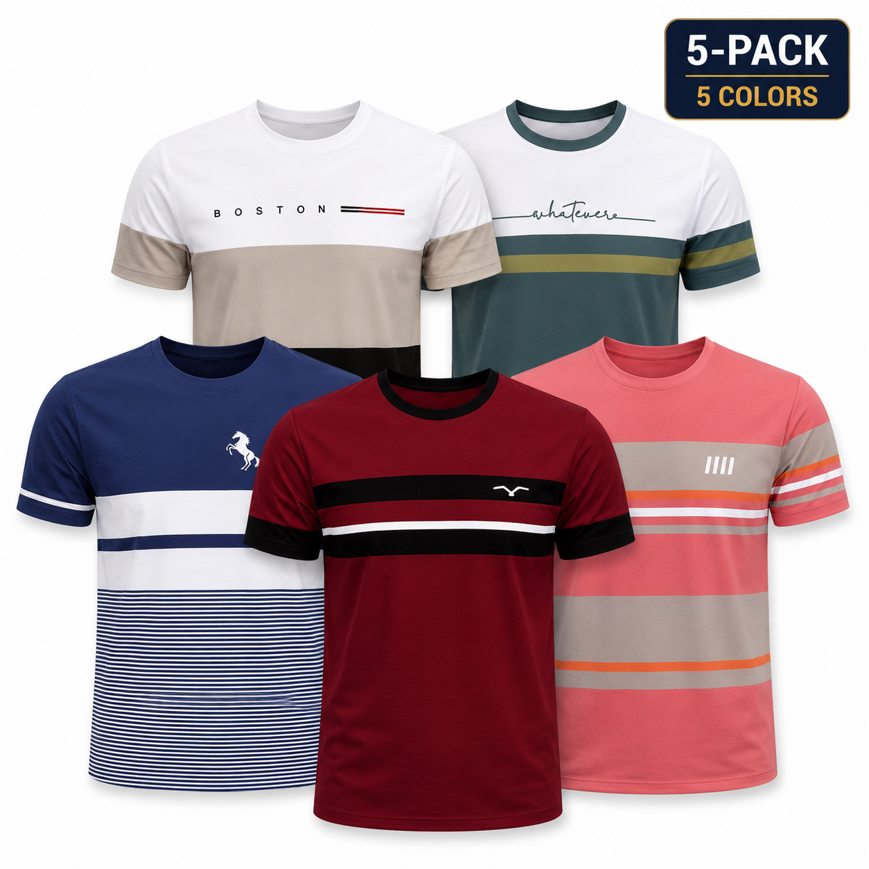 New Simple Striped Design 3D Print Men's T-Shirt Casual Novelty Logo Round Neck Short Sleeve